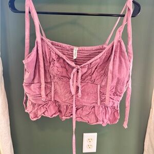 American Eagle Outfitters Mauve Ruffled Crop Top